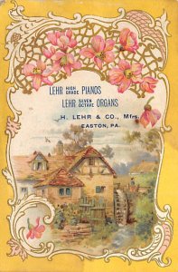 Approx. Size: 3.5 x 5.25 Lehr Pianos  Late 1800's Tradecard Non  