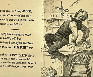 1882 Davis Sewing Machine Co Flyer Ad Watertown NY Daily Terror Creepy Victorian