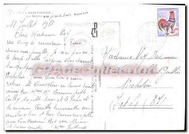 Postcard Moderne Saint Ouen town hall