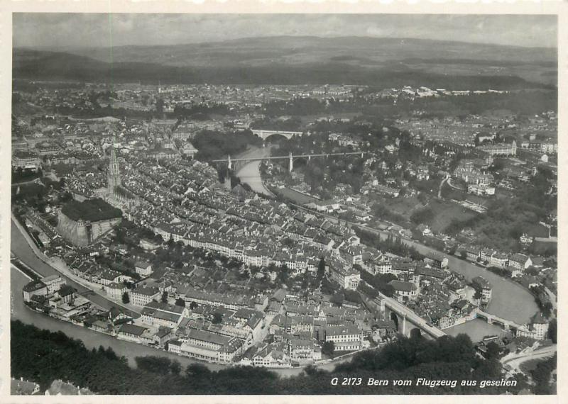 Berna Switzerland panorama from the air aerial general view photo postcard
