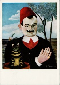 Rousseau Artist 'Portrait of Pierre Loti' Man Cat Cigarette Smoker Postcard C8