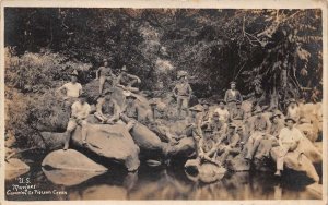 Pigeon Creek US Marines Camping Real Photo Vintage Postcard AA111484