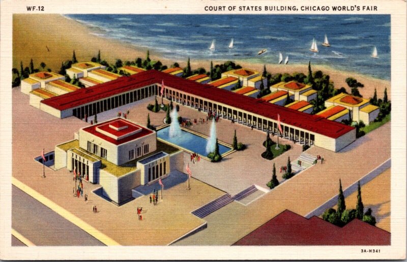 Linen PC Court of States Building Chicago World's Fair 1933 Century of Progress