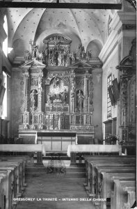 US40 postcard Italy Gressoney la trinite church interior Torino Aosta