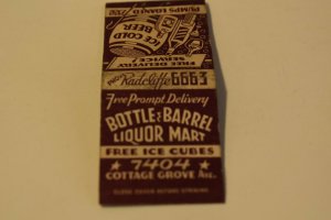 Bottle Barrel Liquor Mart 20 Strike Matchbook Cover