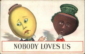 Fantasy Veggie Fruit Head People Lemon Beet NOBODY LOVES US c1910 Postcard