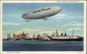 MIAMI FL Good Year Blimp Dirigible WATERFRONT & STEAMSHIP...