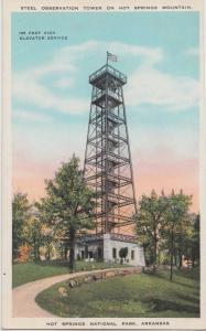 Old HOT SPRINGS Arkansas AR Postcard NATIONAL PARK Observation Tower Elevator