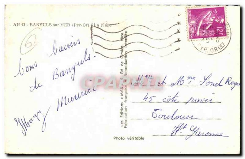 Banyuls sur Mer Old Postcard Beach