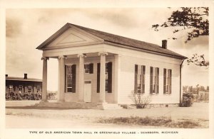 Greenfield Village Old American Town Hall , real Photo Dearborn MI 