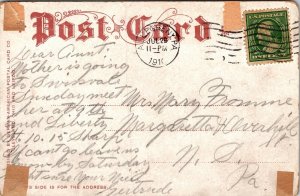 Post Office Pittsburg PA Pennsylvania Antique Postcard DB PM Cancel WOb Note 