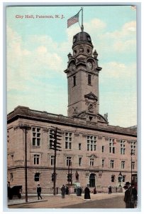 c1950's City Hall Building Entrance Clock Tower Paterson New Jersey NJ Postcard