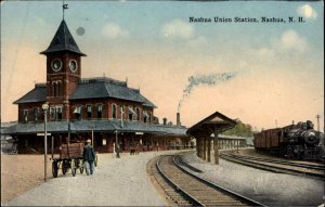 Nashua New Hampshire NH Train Station Depot c1910s Postcard