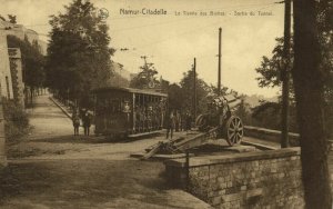 belgium, NAMEN NAMUR, Le Tienne des Biches, Tram, Cannon (1920s) Postcard