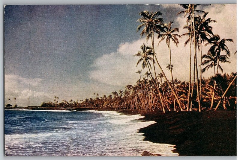 Kalapana Beach Black Sands Sparkle Like Anthracite Cocopalms Hawaii Postcard