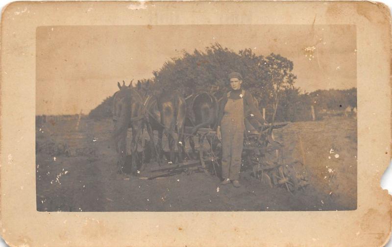 C36/ Occupational Real Photo RPPC Postcard c1910 Horse Farm Flow Farmer 8