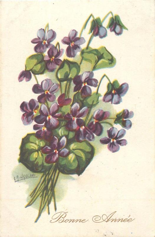 Flowers fantasy artist signed postcard Ugolini