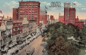 LPD16 Ohio Postcard:  Columbus, High Street, Trolley