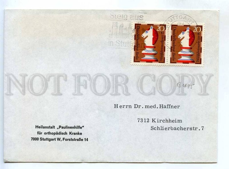 273085 GERMANY 1973 year CHESS post COVER special cancellation