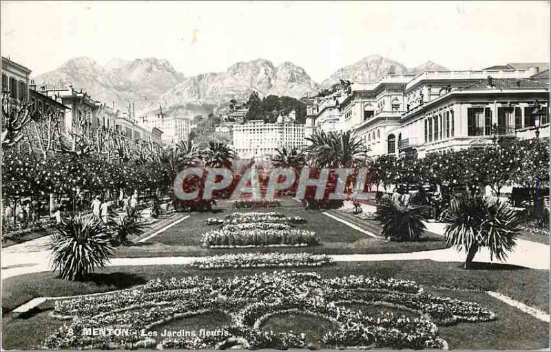 Old Postcard Menton Flowery Garden