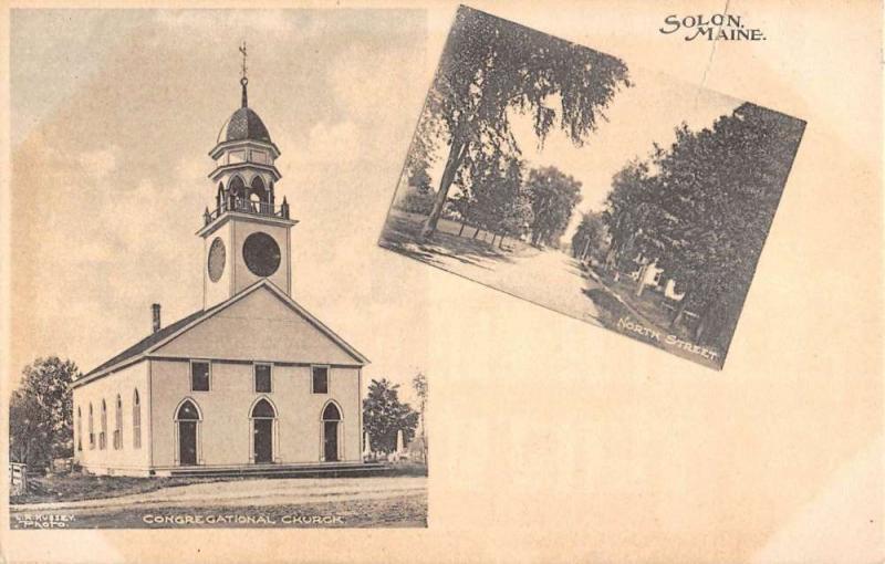 Solon Maine Congregational Church Multiview Antique Postcard K94750 