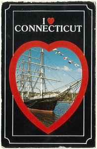 I Love Connecticut, Sailing Ship, Vintage Chrome Postcard