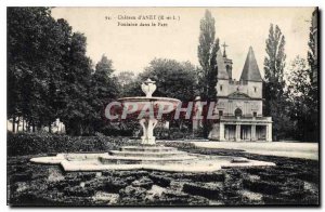 Old Postcard Chateau d'Anet E and L Fountain in the Park