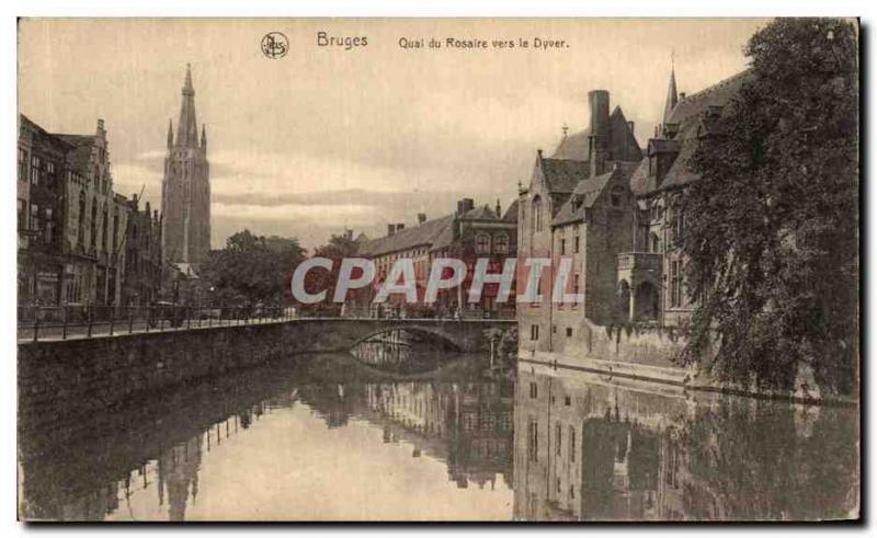 Old Postcard Bruges Rosary Quay To Dyver