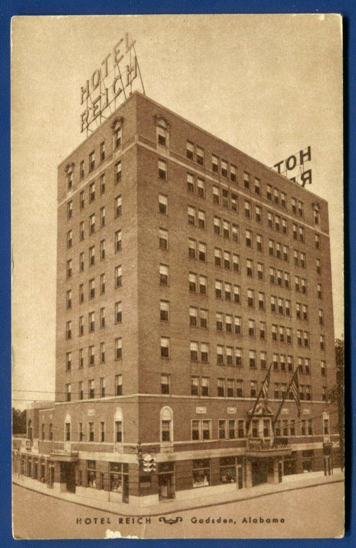 Hotel Reich Gadsden Alabama al old postcard