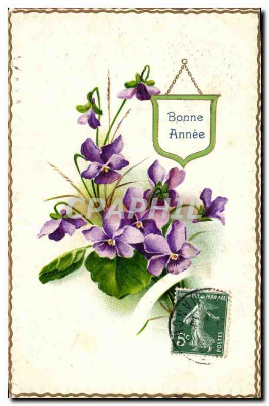 VINTAGE POSTCARD Fantaisie Happy new year Flowers