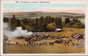 Thrashing in Eastern Washington WA Farming History Agriculture Postcard H47