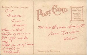 Christmas Santa Claus Taps Nose Children Girls Gilt Embossed c1900s-20s Postcard