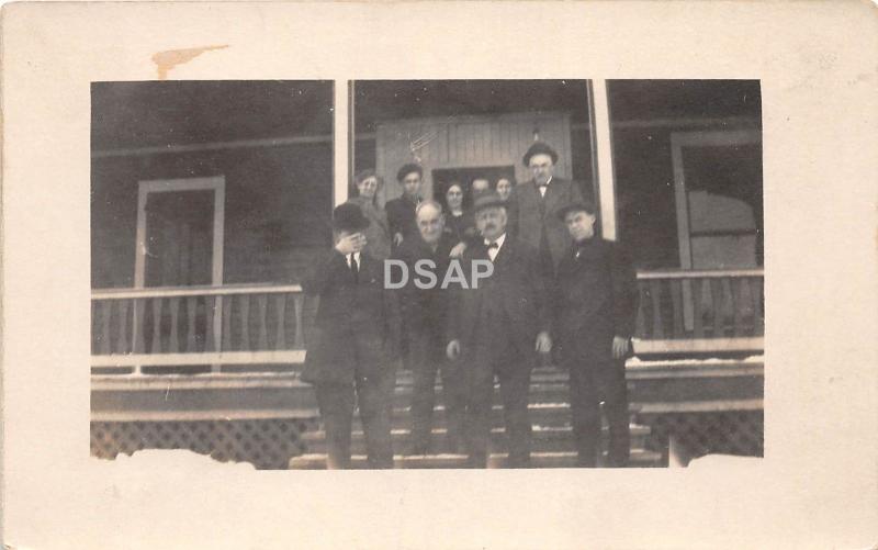 Ohio? Postcard Real Photo RPPC c1910 NEWTON FALLS Porch People Waite