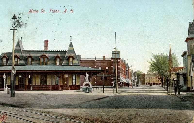 NH - Tilton.  Railroad Station, Depot & Main Street