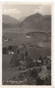 Cumbria Postcard - Rosthwaite Valley and Church - Real Photograph - Ref ZZ4299