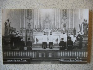 SANTA BARBARA, CA 1950s real photo Vespers by the FRIARS inside OLD MISSION