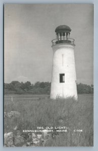 KENNEBUNKPORT ME OLD LIGHTHOUSE VINTAGE REAL PHOTO POSTCARD RPPC