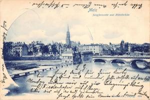 US2884 France Metz Jungfernwehr und mittelbruecke Bridge Pont Panorama