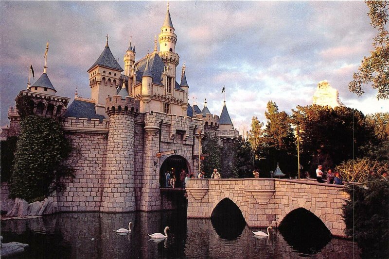 Lot 5 usa california disneyland  sleeping beauty castle swans in the moat