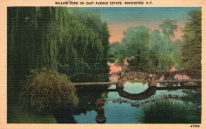 Vintage Postcard Willow Pond East Avenue Estate Bridge Rochester New York NY