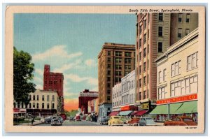Springfield Illinois Postcard South Fifth Street Exterior c1940 Vintage Antique