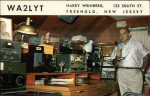 Freehold NJ Ham Radio Operator Harry Weinberg Old Postcard