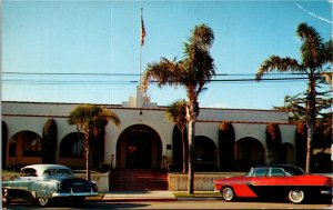 Postcard California Oceanside City Hall Classic Cars Photo Max Mahan 1956 V197