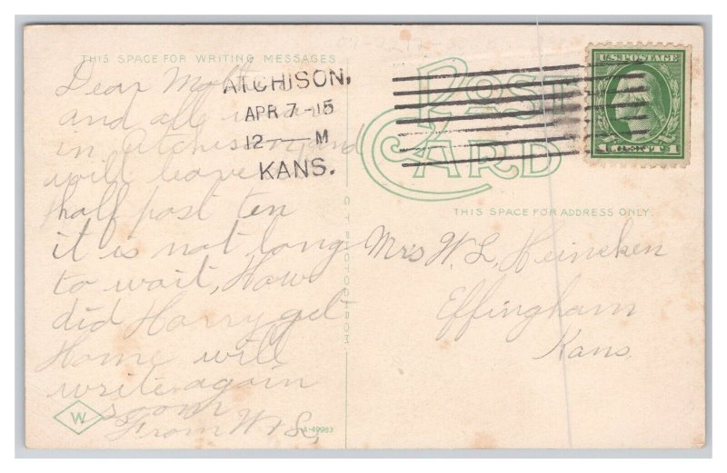 Postcard Union Depot Atchison Kans. Kansas c1915 Postmark