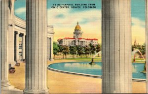 Vtg 1930's State Capitol Building From Civic Center Denver Colorado CO Postcard