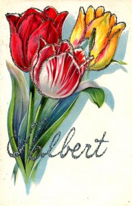 Albert - Tulips - Glittered - Embossed - c1908