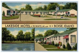 1956 Lakeside Motel Exterior Roadside Boise Idaho ID Posted Signage Postcard