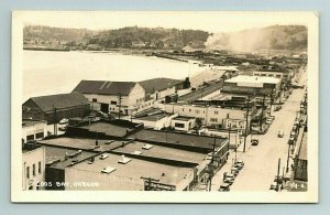 Coos Bay, Oregon, Stationary Co., Train Depot, Bird's Eye RPPC Postcard
