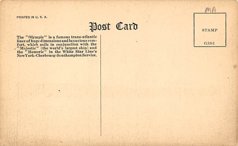 S.S. Olympic, White Star Line View image 