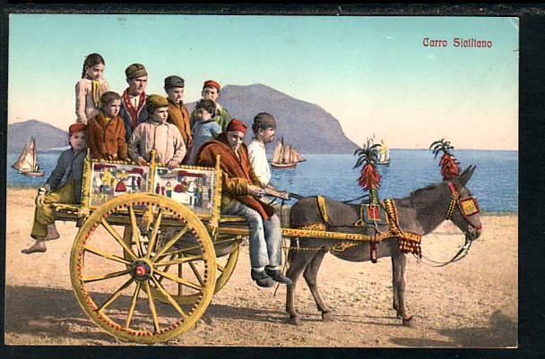 Donkey Cart Sicily Italy Post Card 5295